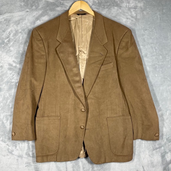 Ratner Ultrasuede Blazer Mens 42R Tan Vintage Field Brothers USA Sport Coat